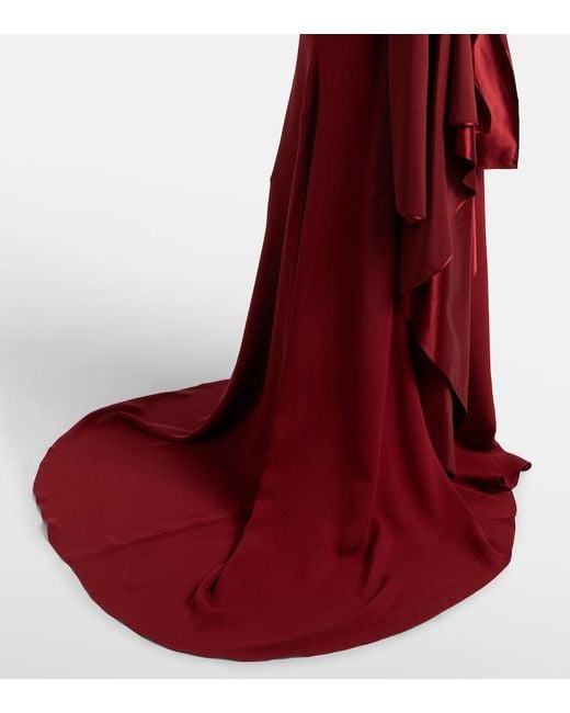 Alex Perry Red Draped Silk Corset Gown