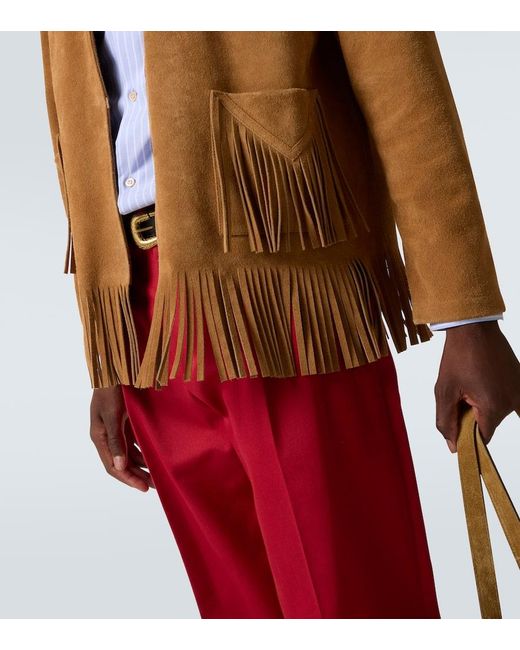 Valentino Brown Fringed Suede Jacket for men