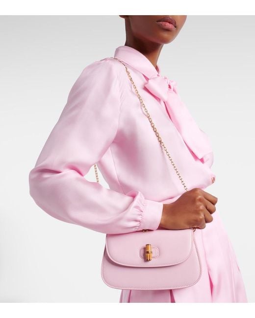 Gucci Pink Bamboo Leather Clutch