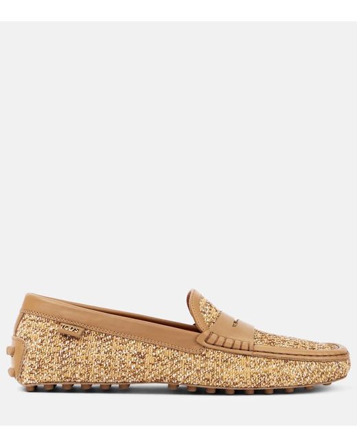 Tod's Natural Gommino Leather-Trimmed Tweed Driving Shoes