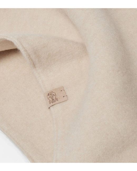 Brunello Cucinelli Natural Knitted Wool And Cashmere Hood
