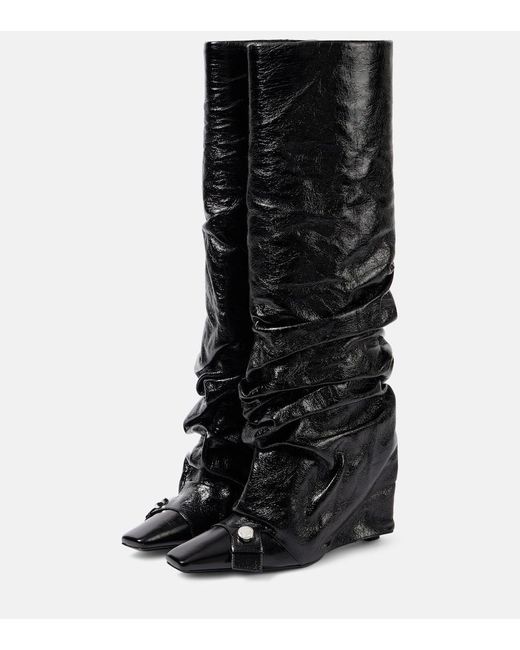 The Attico Black Juno 95 Leather Knee-High Boots