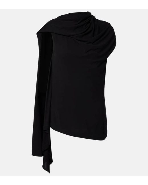 The Row Black Isadra Draped Jersey Top