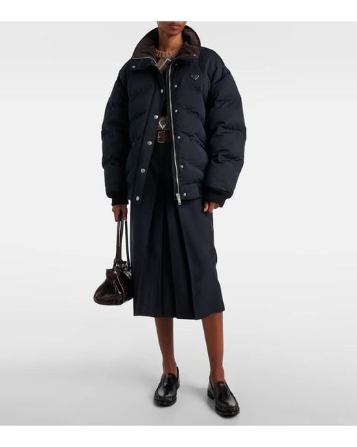 Chaqueta De Plumas Con Logo Prada de color Blue