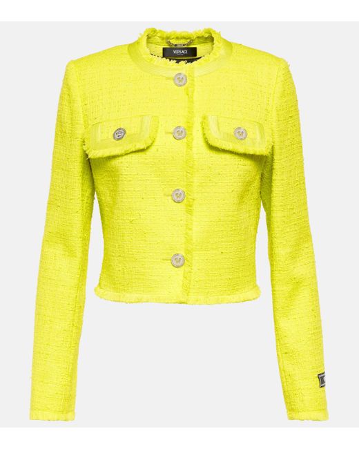 Veste en coton melange Versace en coloris Yellow