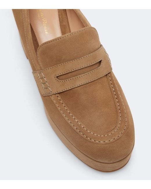 Gianvito Rossi Brown Jenna Suede Loafer Pumps