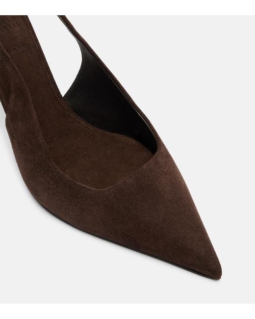 Brunello Cucinelli Brown Monili Suede Slingback Pumps
