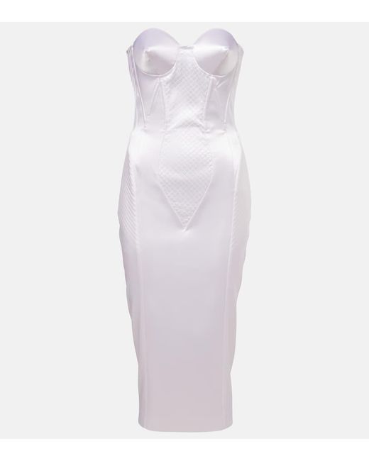 Dolce & Gabbana White Midikleid Aus Satin
