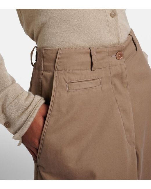 The Row Brown Fadry Cotton-Blend Gabardine Wide-Leg Pants