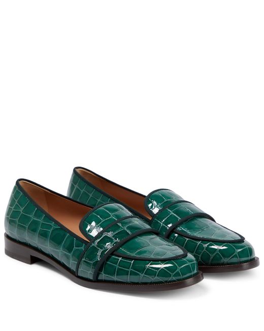 Aquazzura Martin Croc-effect Leather Loafers in Green | Lyst