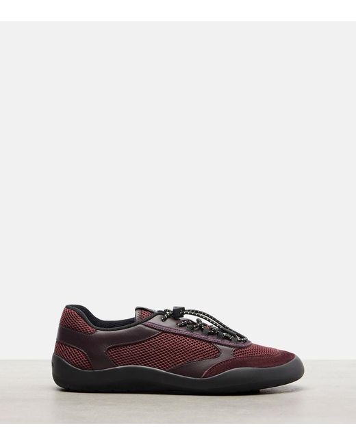 Prada Brown Speedrock Leather-Trimmed Sneakers