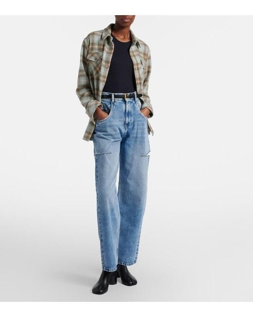 Maison Margiela Blue Cutout High-Rise Wide-Leg Jeans