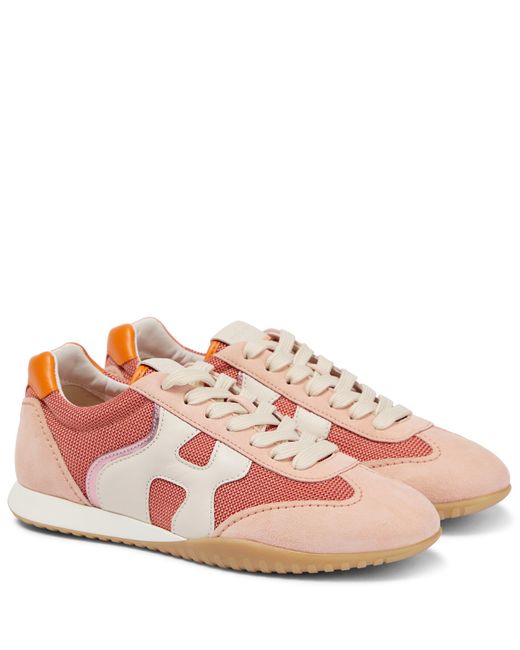 Hogan Olympia-z Suede-trimmed Sneakers in Pink | Lyst