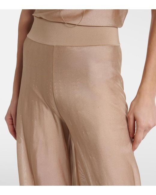 Alaïa Natural Knitted Wide-Leg Pants