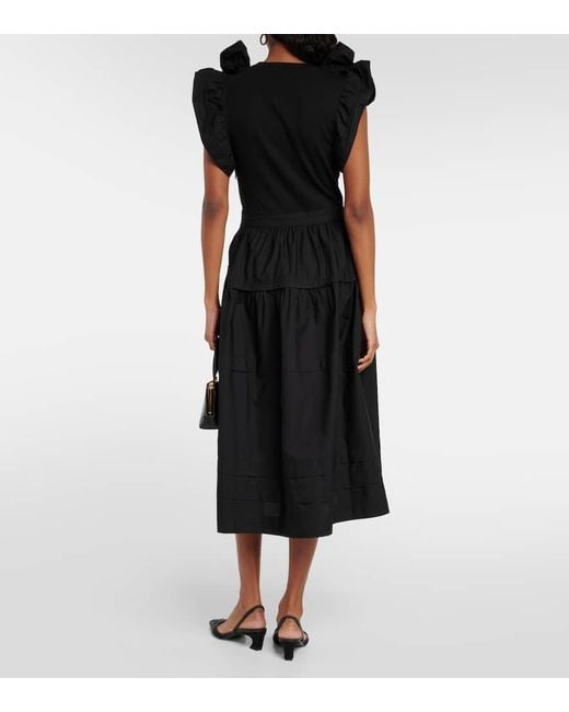Ulla Johnson Black Francine Ruffled Midi Dress
