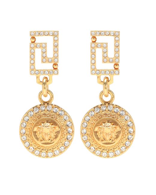 versace greca and medusa drop earrings