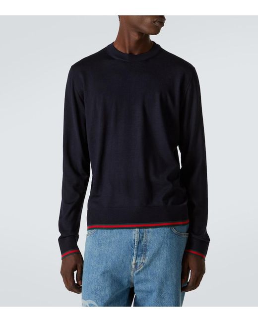 Gucci Blue Crewneck Regular-Fit Wool Jumper for men