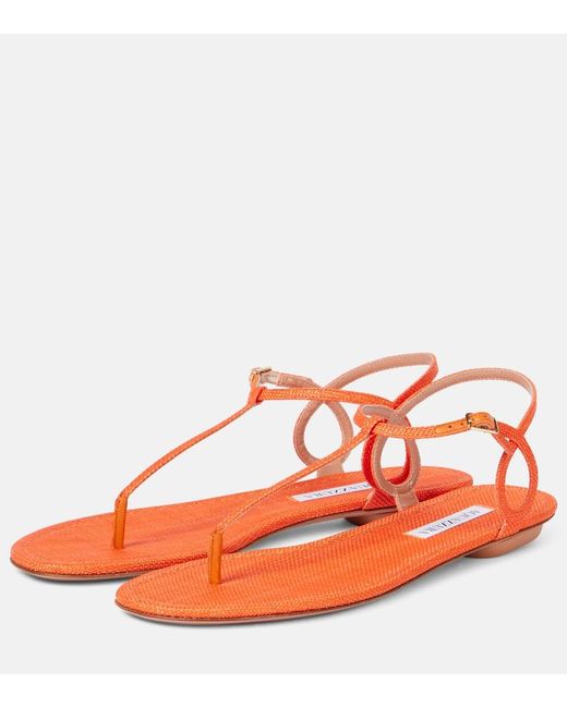 Aquazzura Red Almost Bare Raffia-Effect Sandals