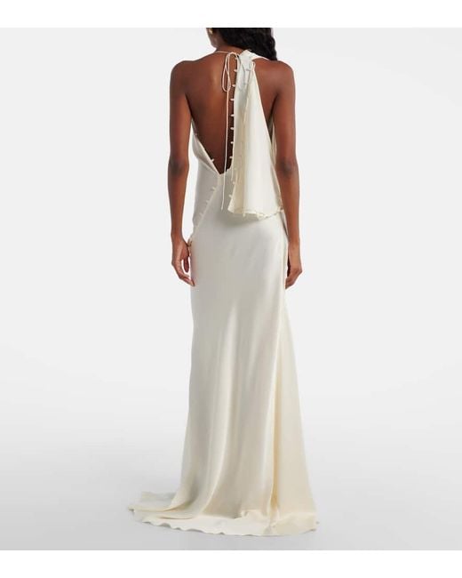 Robe Longue En Crepe De Satin Victoria Beckham en coloris White