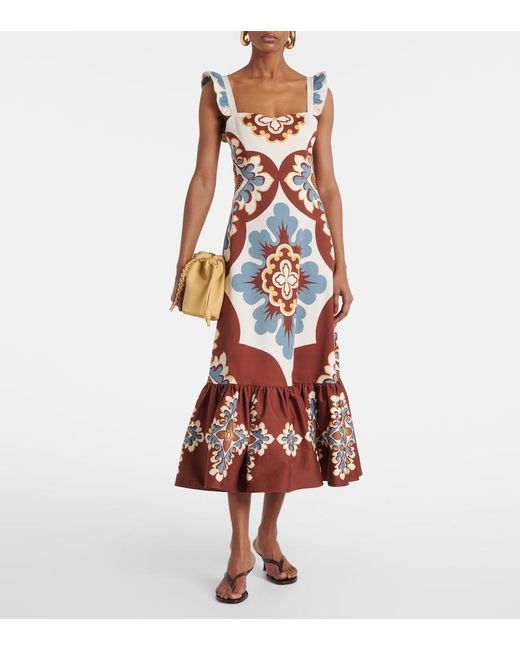 LaDoubleJ Red Gingerbread Cotton-Blend Midi Dress