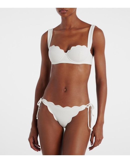 Marysia Swim White North Scalloped Bikini Top
