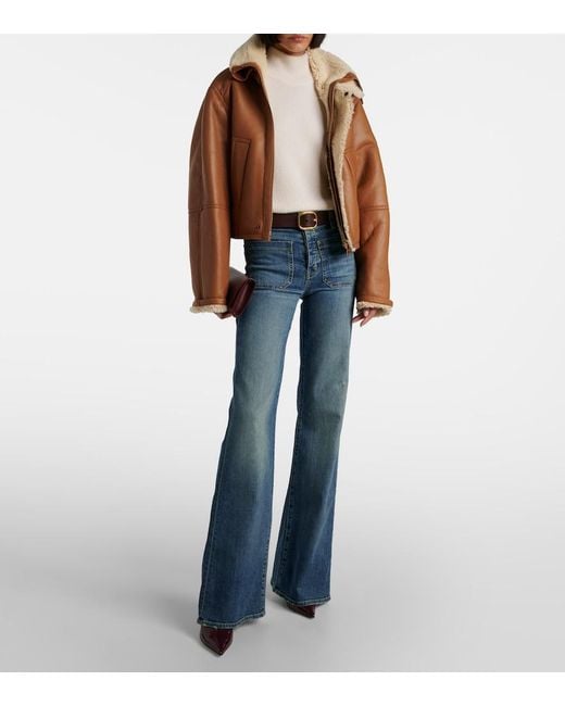 Victoria Beckham Brown Shearling-Lined Coat