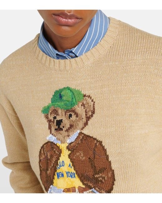 Polo Ralph Lauren Natural Polo Bear Intarsia Cotton Sweater
