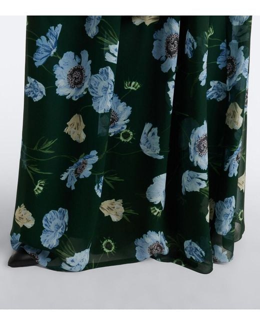 Erdem Green Floral Silk Voile Gown