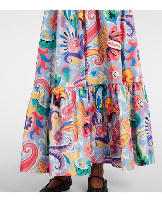 Etro White Vibrant Paisley Print Cotton Skirt