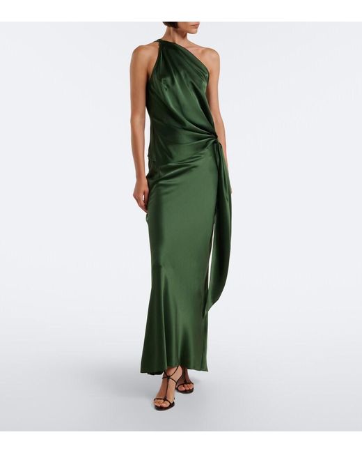 The Sei Green Silk Satin Maxi Skirt