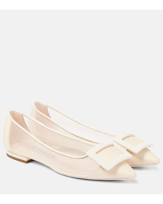 Roger Vivier Natural Gommettine Mesh Ballet Flats