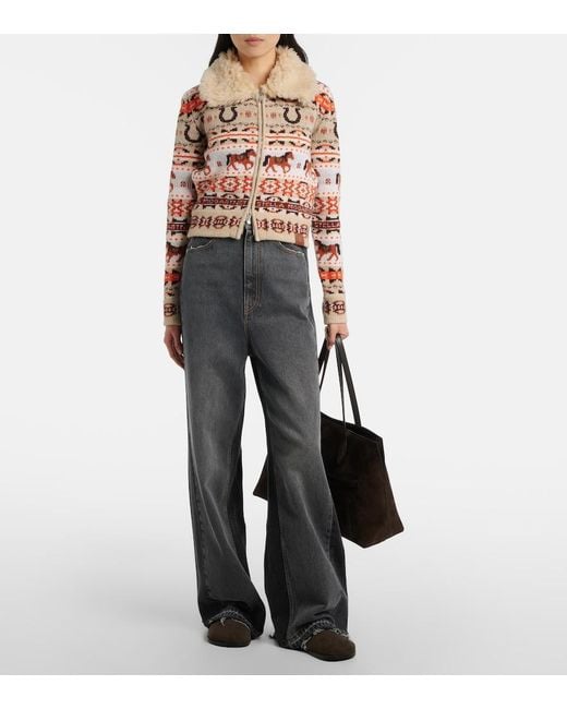 Stella McCartney Multicolor Intarsia Virgin Wool Zip-Up Cardigan