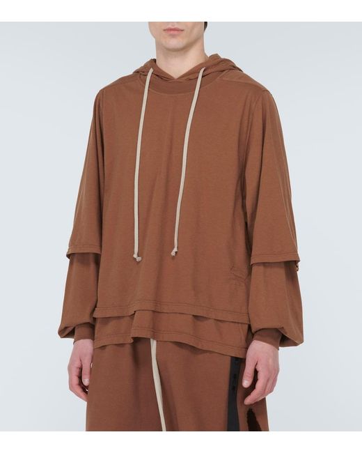 Rick Owens Brown Cotton Jersey Hoodie for men