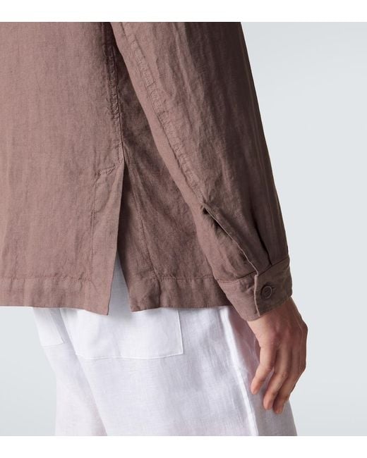 Camisa De Lino Fedeli de hombre de color Brown