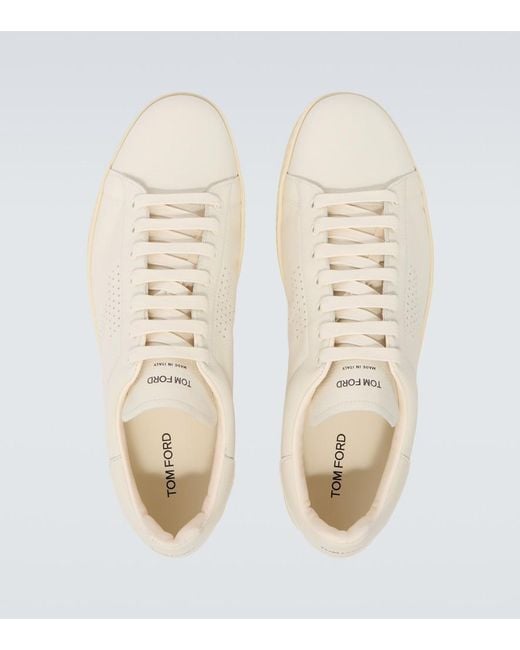 Tom Ford White Warwick Perforated Leather Sneakers for men