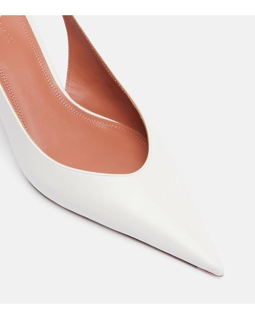 AMINA MUADDI Pink Anok 55 Leather Slingback Pumps