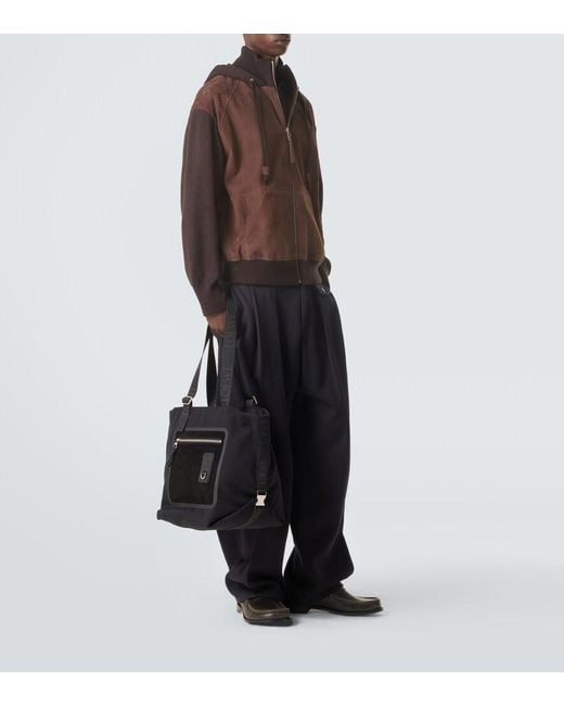 Loewe Black Flex Medium Canvas And Suede Tote Bag for men