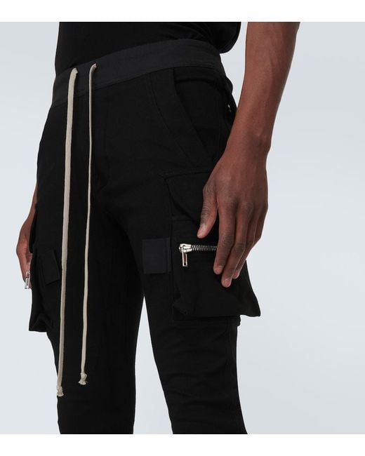 Rick Owens Black Mastodon Cotton Cargo Sweatpants for men