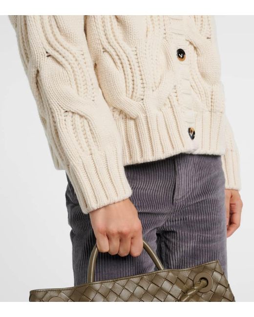 Bottega Veneta Natural Cable-Knit Wool Cardigan