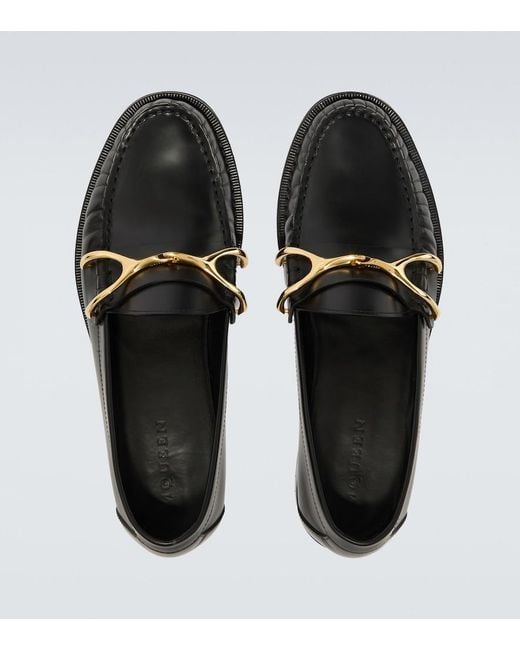 McQueen Black Wishbone Leather Loafers for men
