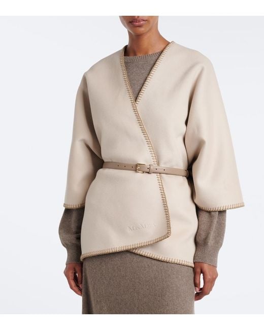 Max Mara Natural Virgin Wool Cape