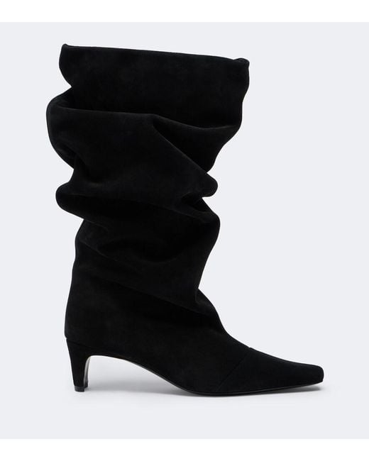 Staud Black Wally Suede Mid-Calf Boots