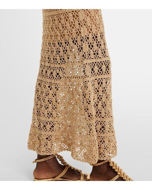 Anna Kosturova Natural Bianca Cotton Crochet Maxi Dress
