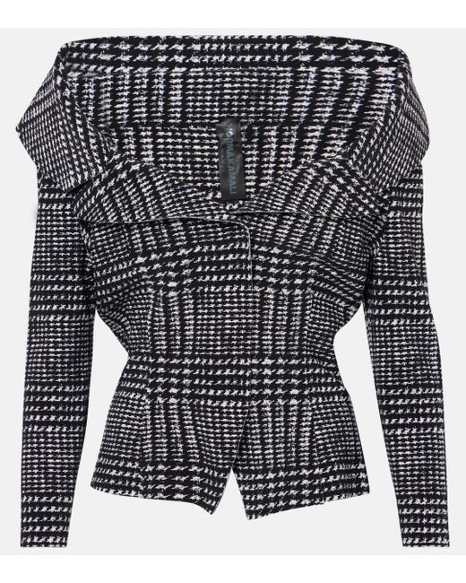 Norma Kamali Black Plaid Cropped Jacket