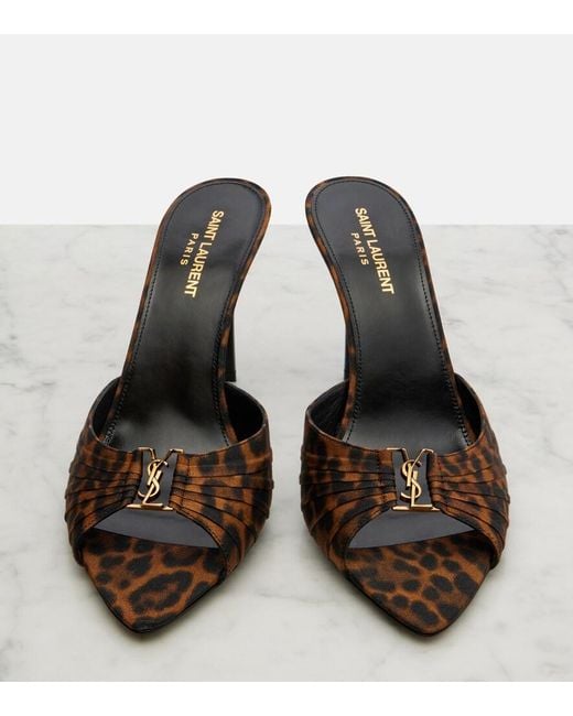 Saint Laurent Brown Babylone Cassandre Grosgrain Mules