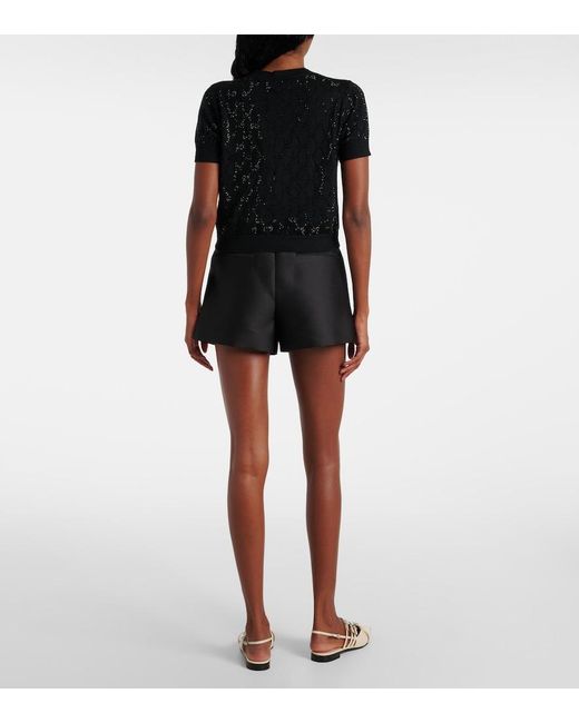 Gucci Black Gg Crystal Wool Top