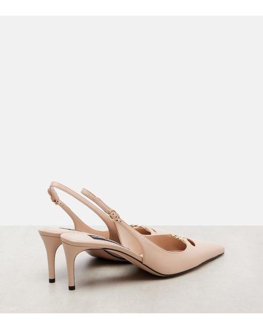 Dolce & Gabbana Pink Lollo Dg Leather Slingback Pumps
