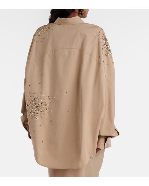 Dries Van Noten Natural Sequined Oversized Cotton Shirt
