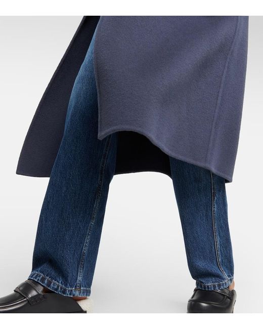 Manteau En Cachemire Mélangé À Boutonnière Croisée Brunello Cucinelli en coloris Blue