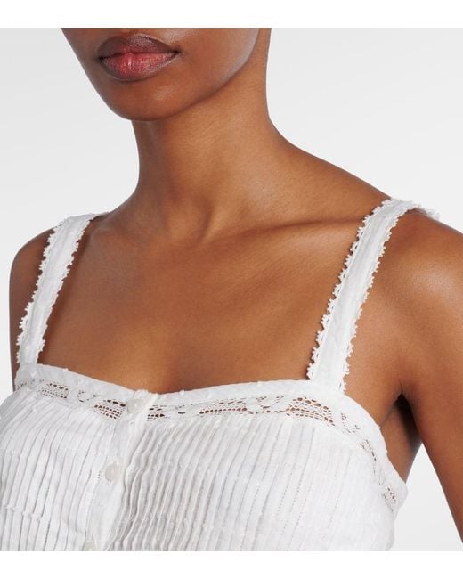 Poupette White Cropped-Top Top Berry Aus Baumwolle